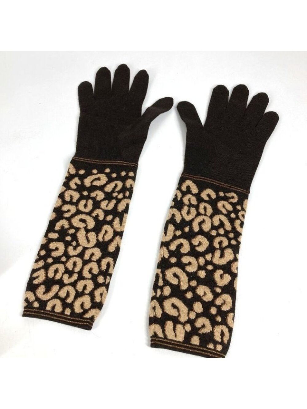 Louis Vuitton Gloves Gonmail Leopard Print Cashmere Brown